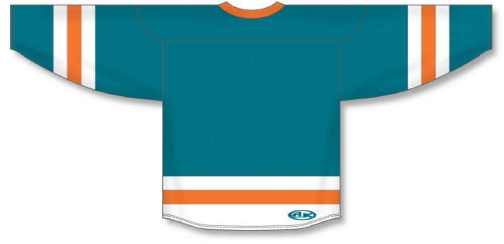 Custom Customization Depot Pacific Teal, White, Orange League Canada / USA Made Hockey Jerseys