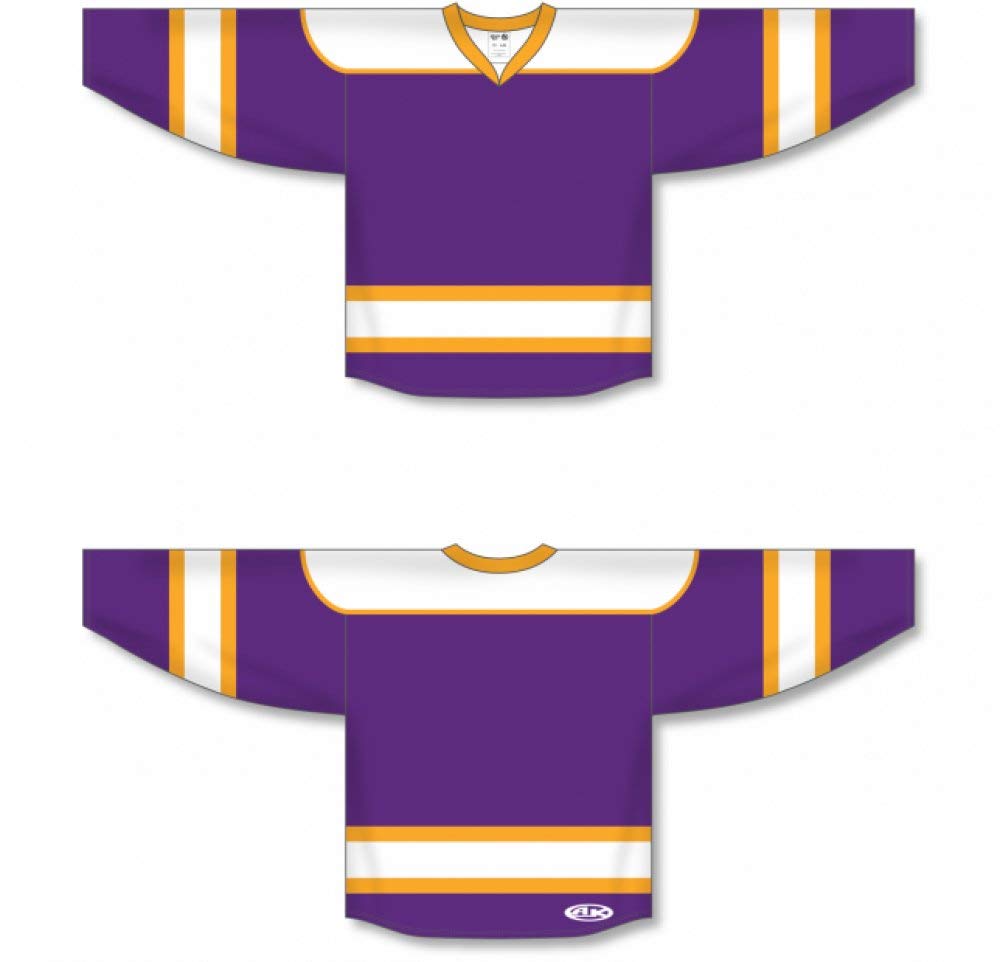 Purple, White, Gold hockey jerseys no minimum