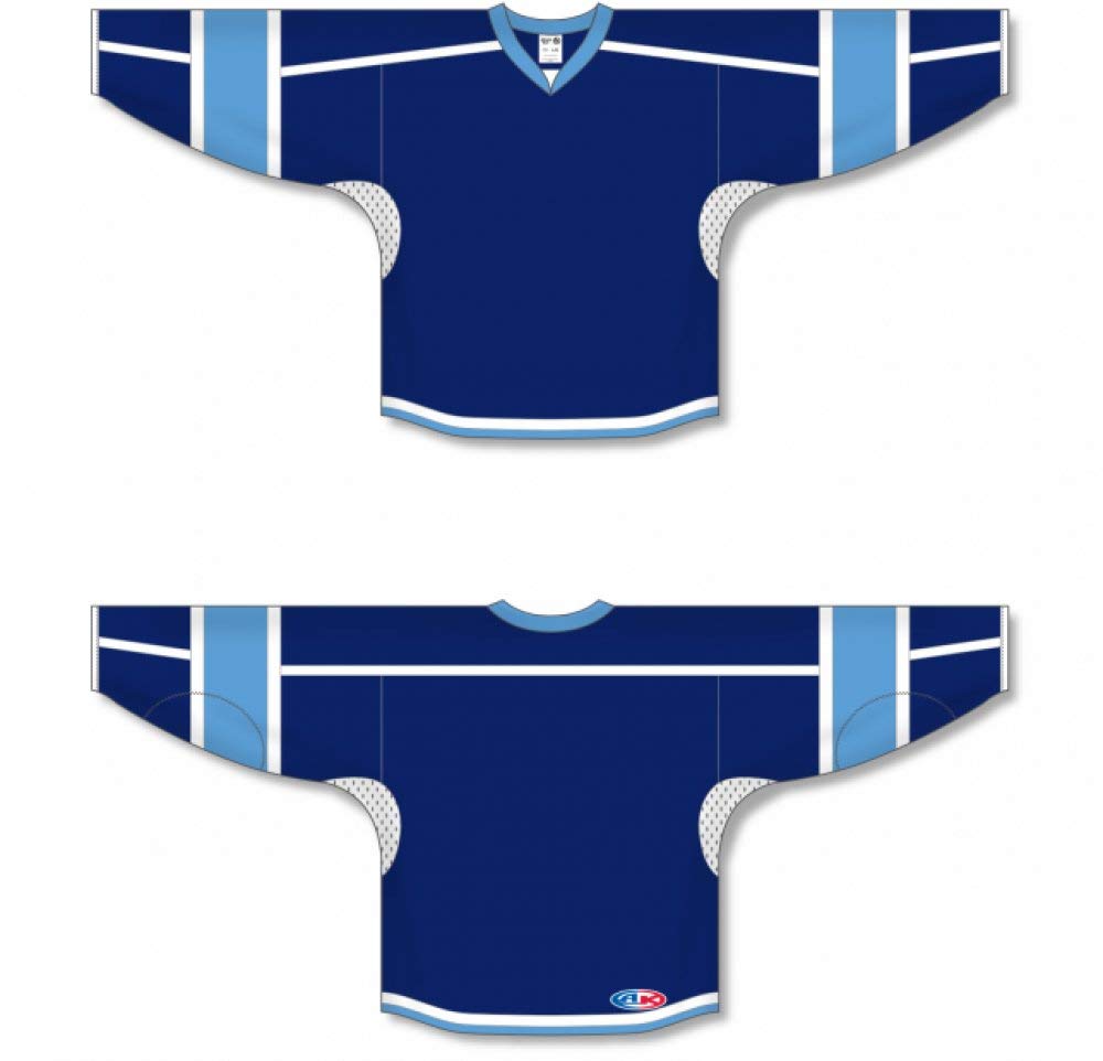 Custom Navy, White, Sky Durastar Mesh hockey jerseys no minimum