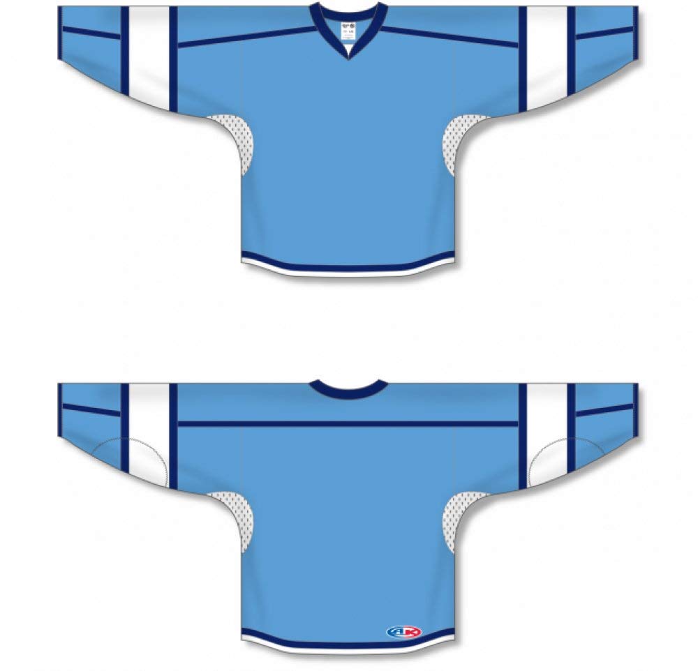 Custom Sky, White, Navy Durastar Mesh hockey jerseys no minimum
