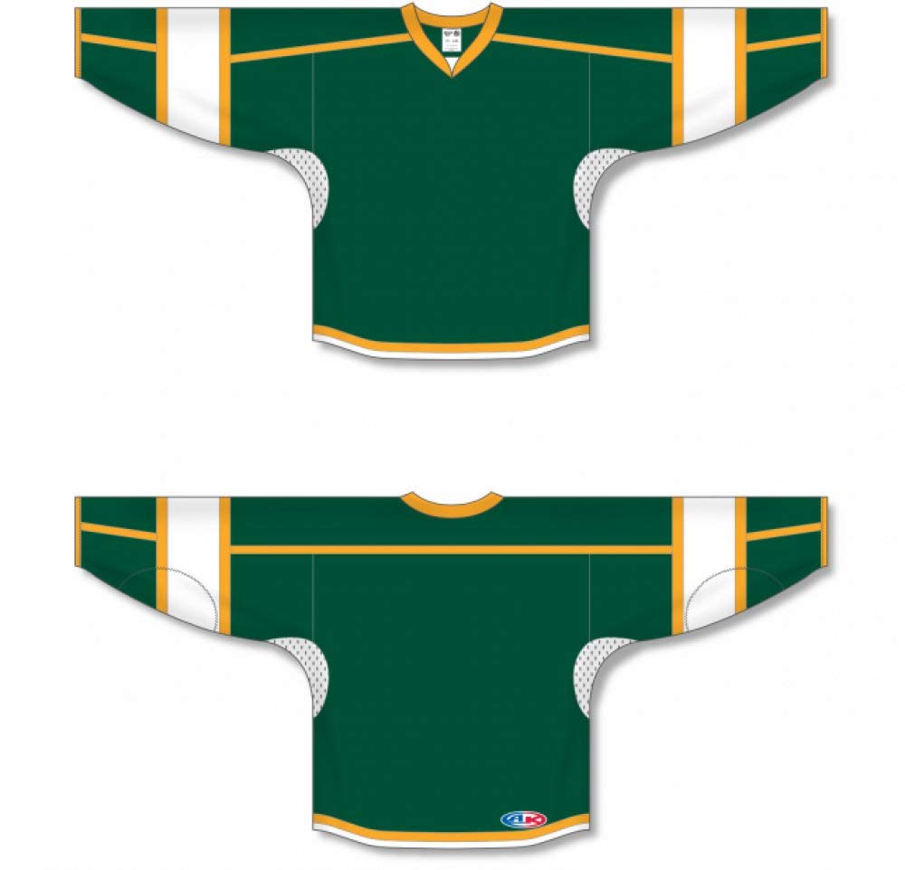 Dark Green, White, Gold  hockey jerseys no minimum