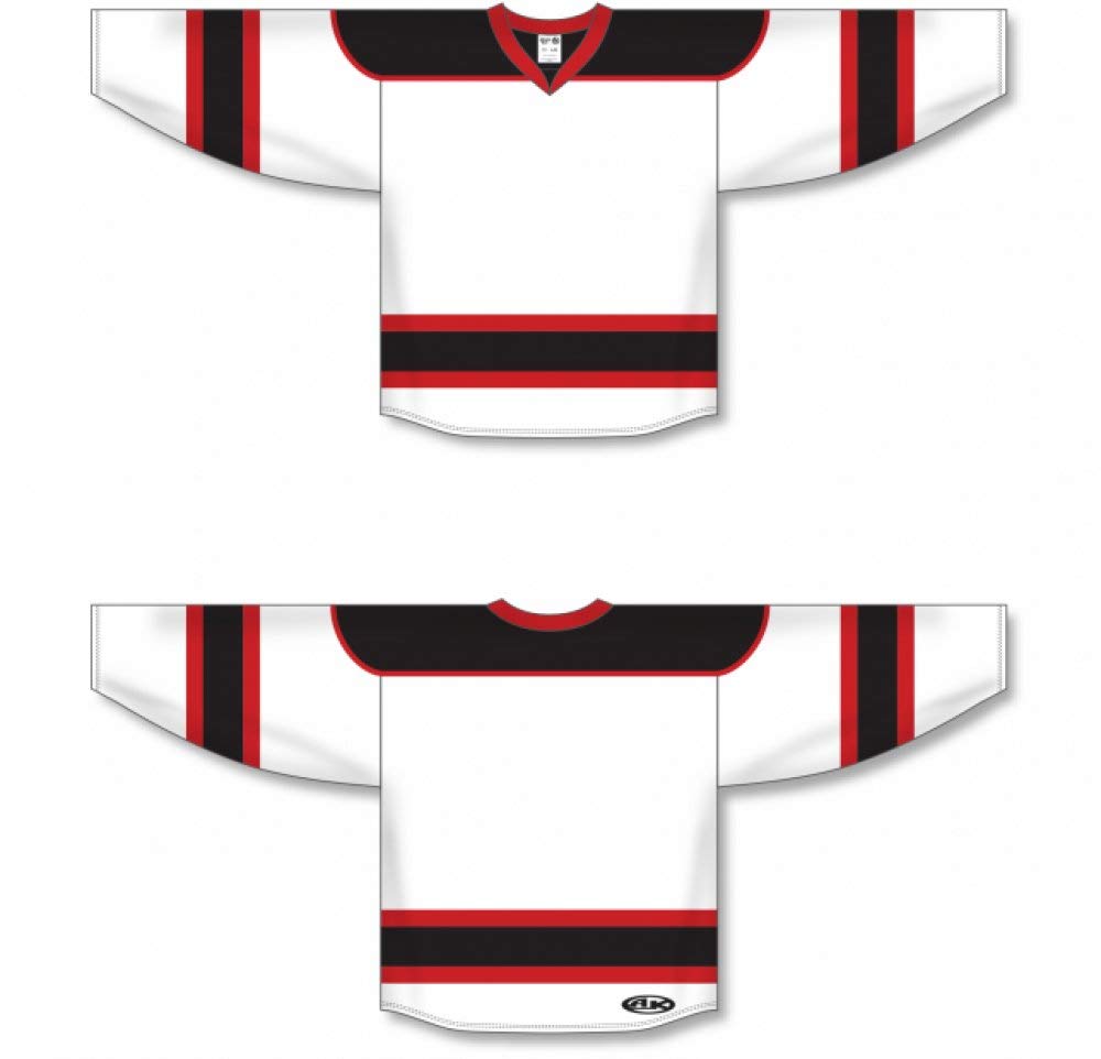 White, Black, Red hockey jerseys no minimum