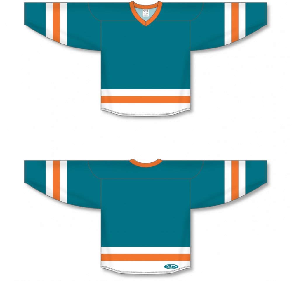 Custom Customization Depot Pacific Teal, White, Orange League Canada / USA Made Hockey Jerseys