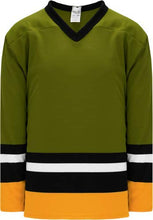 Load image into Gallery viewer, Custom or blank Wholesale Brampton Olive Sleeve Stripes Pro Plain Blank Hockey Jerseys