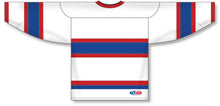 Load image into Gallery viewer, Custom or blank Wholesale Montreal Retro White Sleeve Stripes Pro Plain Blank Hockey Jerseys