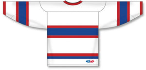 Custom or blank Wholesale Montreal Retro White Sleeve Stripes Pro Plain Blank Hockey Jerseys