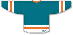 Customization Depot Pacific Teal, White, Orange League Plain Blank Hockey Jerseys