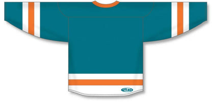 Custom Customization Depot Pacific Teal, White, Orange League Canada / USA Made  Hockey Jerseys