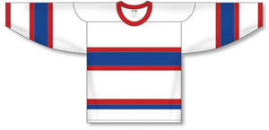 Custom or blank Wholesale Montreal Retro White Sleeve Stripes Pro Plain Blank Hockey Jerseys