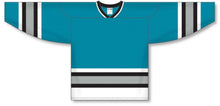 Load image into Gallery viewer, SAN Jose Teal Sleeve Stripes Pro Plain Blank Hockey Jerseys