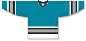 Custom or blank Wholesale SAN Jose Teal Sleeve Stripes Pro Plain Blank Hockey Jerseys