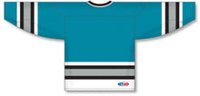 Load image into Gallery viewer, Custom or blank Wholesale SAN Jose Teal Sleeve Stripes Pro Plain Blank Hockey Jerseys