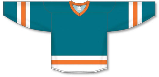 Custom Customization Depot Pacific Teal, White, Orange League Canada / USA Made  Hockey Jerseys