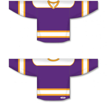 Purple, White, Gold  hockey jerseys no minimum