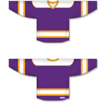 Load image into Gallery viewer, Purple, White, Gold Select Plain Blank Hockey Jerseys