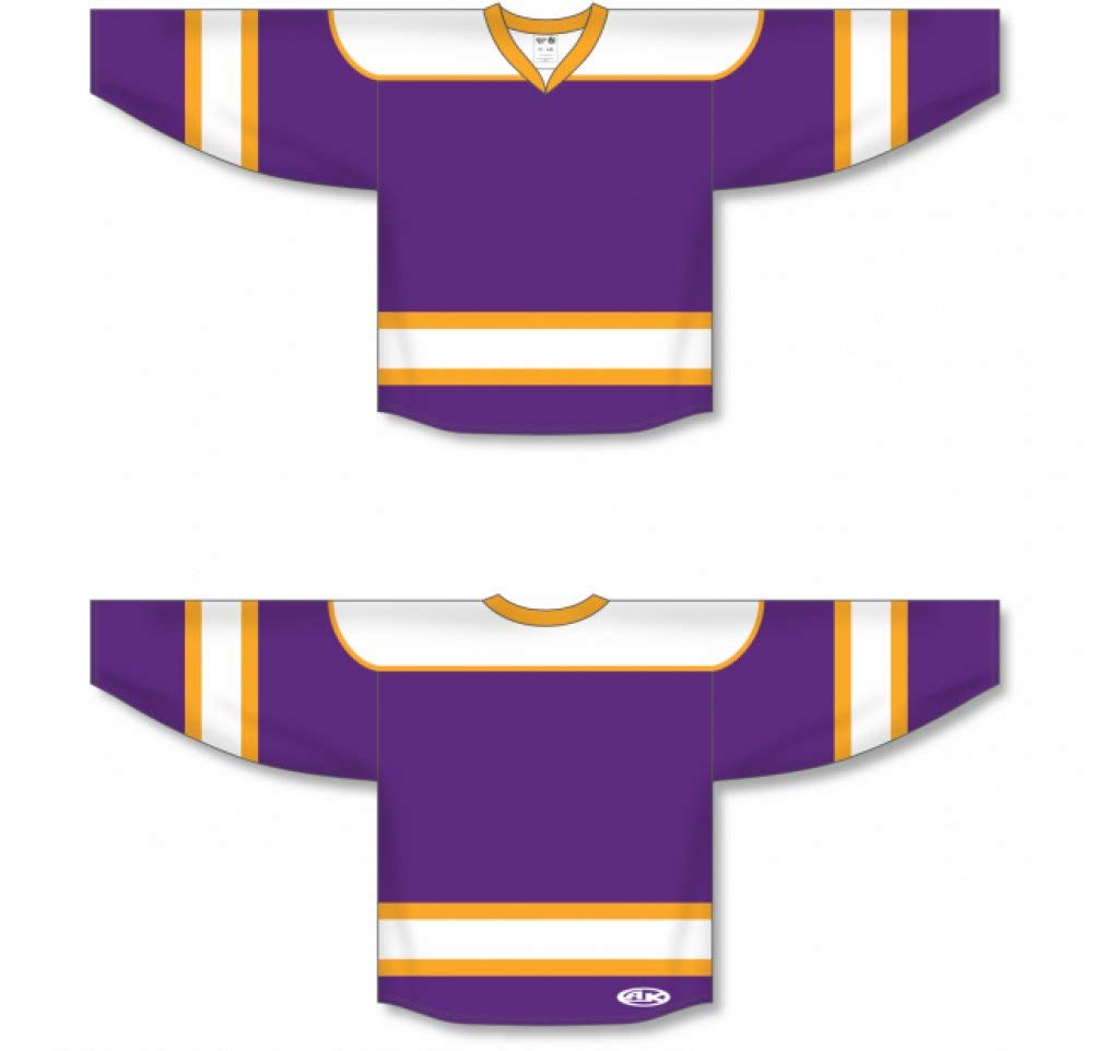 Custom Purple, White, Gold  hockey jerseys no minimum