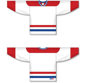 Montreal White Sleeve Stripes Pro Plain Blank Hockey Jerseys