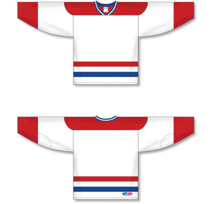 Custom Montreal White Sleeve Stripes Pro Canada / USA Made  Hockey Jerseys