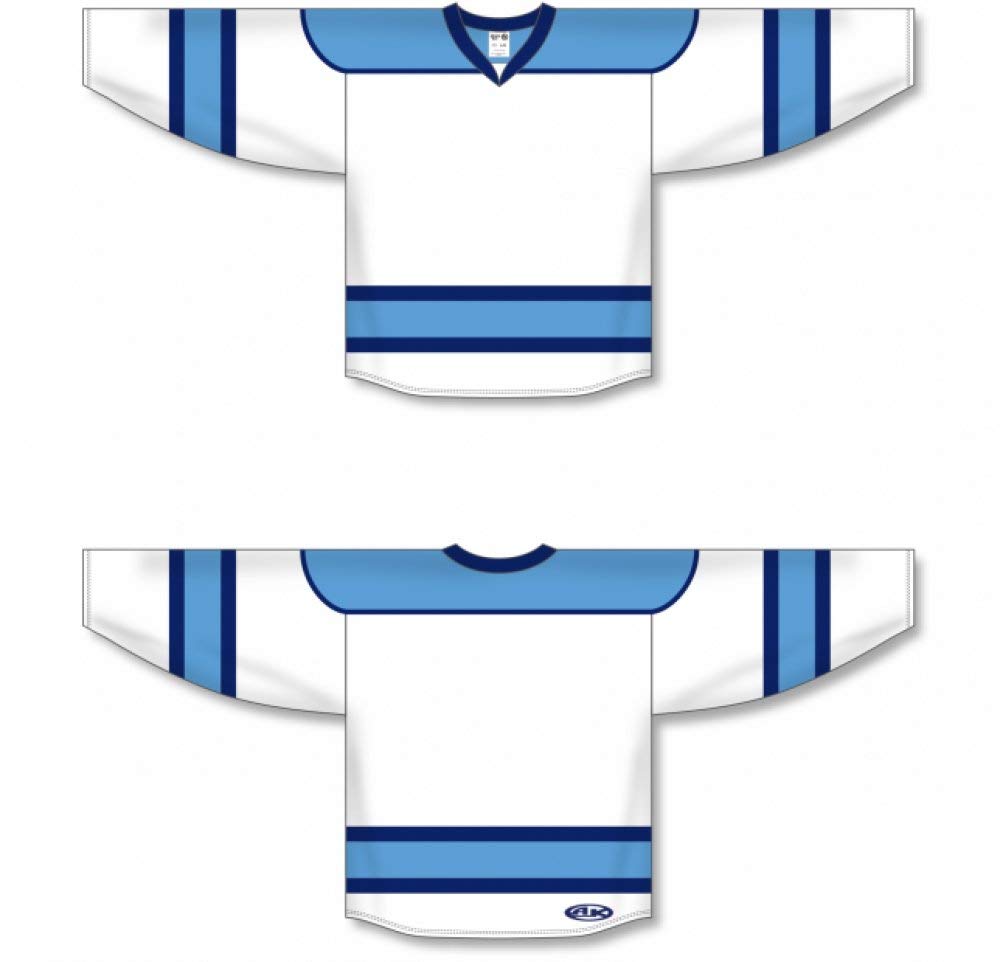 Custom White, Sky, Navy  hockey jerseys no minimum