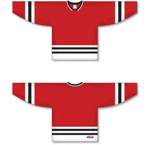 Custom or blank Wholesale Chicago Red, White, Black Sleeve Stripes Pro Plain Blank Hockey Jerseys