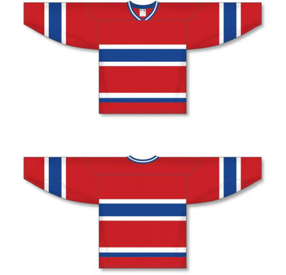 Montreal RED Sleeve Stripes Pro Canada / USA Made  Hockey Jerseys