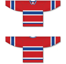 Load image into Gallery viewer, Custom or blank Wholesale Montreal RED Sleeve Stripes Pro Plain Blank Hockey Jerseys