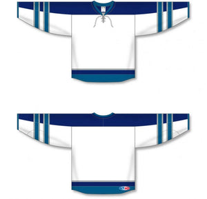 Custom or blank Wholesale 2011 Winnipeg White Taper Neck with Underlay Pro Plain Blank Hockey Jerseys