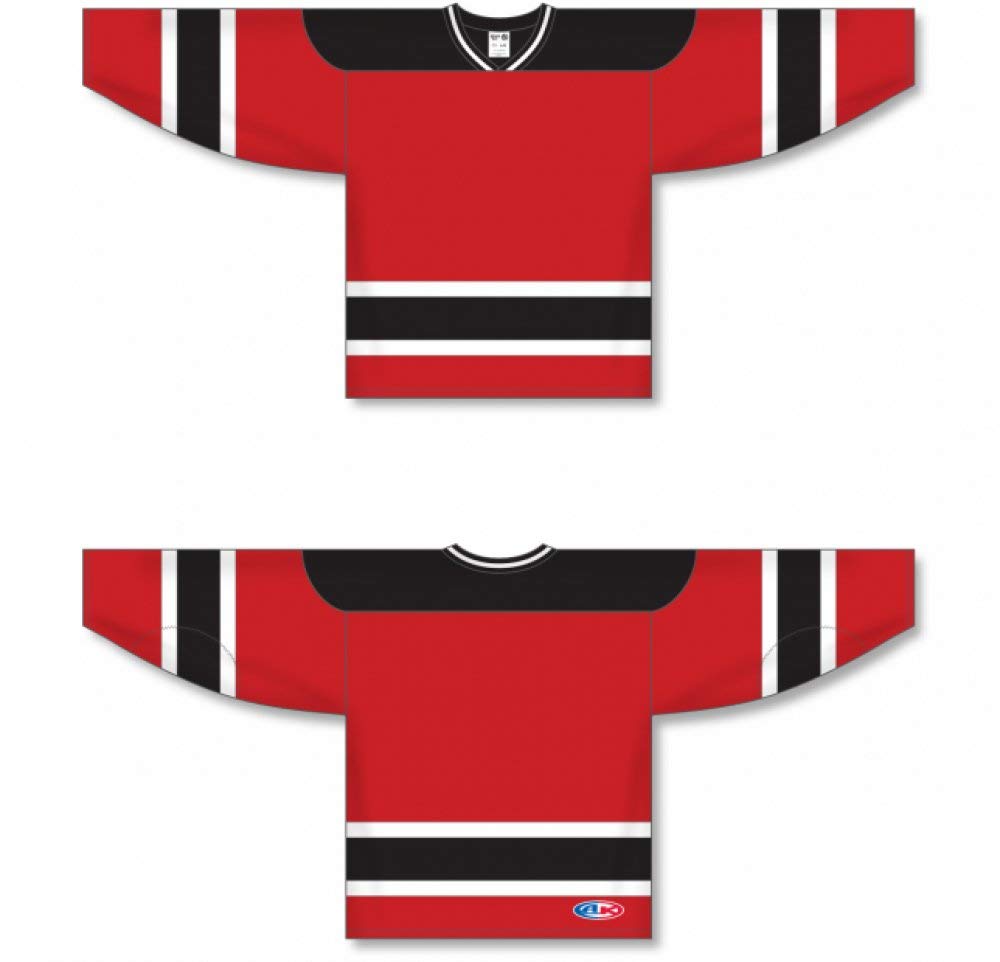 Custom New Jersey RED Sleeve Stripes Pro Canada / USA Made  Hockey Jerseys