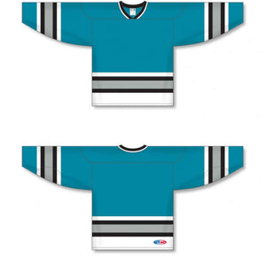 SAN Jose Teal Sleeve Stripes Pro Plain Blank Hockey Jerseys