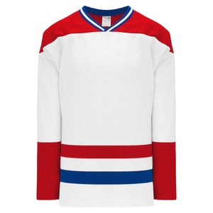 Montreal White Sleeve Stripes Pro Plain Blank Hockey Jerseys