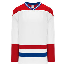 Load image into Gallery viewer, Custom or blank Wholesale Montreal White Sleeve Stripes Pro Plain Blank Hockey Jerseys
