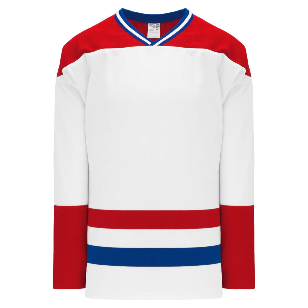 Custom or blank Wholesale Montreal White Sleeve Stripes Pro Plain Blank Hockey Jerseys