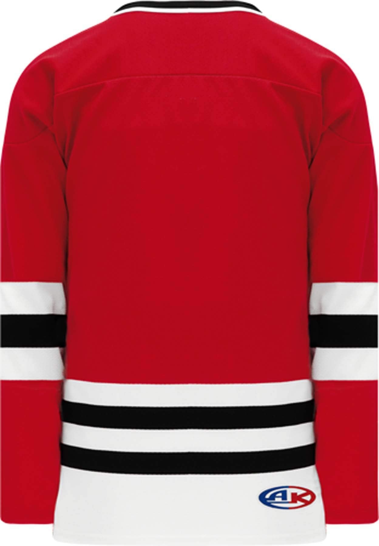 Custom Chicago Red, White, Black Sleeve Stripes Pro Canada / USA Made  Hockey Jerseys
