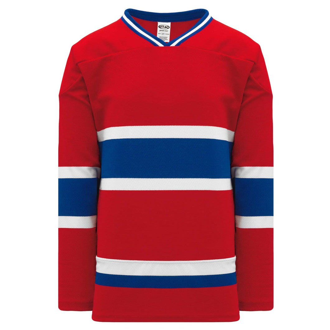 Custom or blank Wholesale Montreal RED Sleeve Stripes Pro Plain Blank Hockey Jerseys