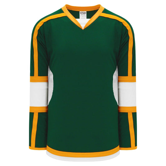 Dark Green, White, Gold  hockey jerseys no minimum