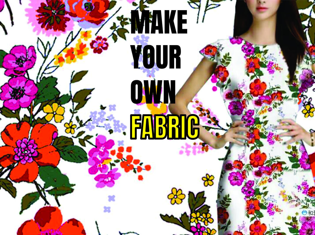 Design and Buy fabric by the yard, Add Image  or Text  on different  fabric cloth